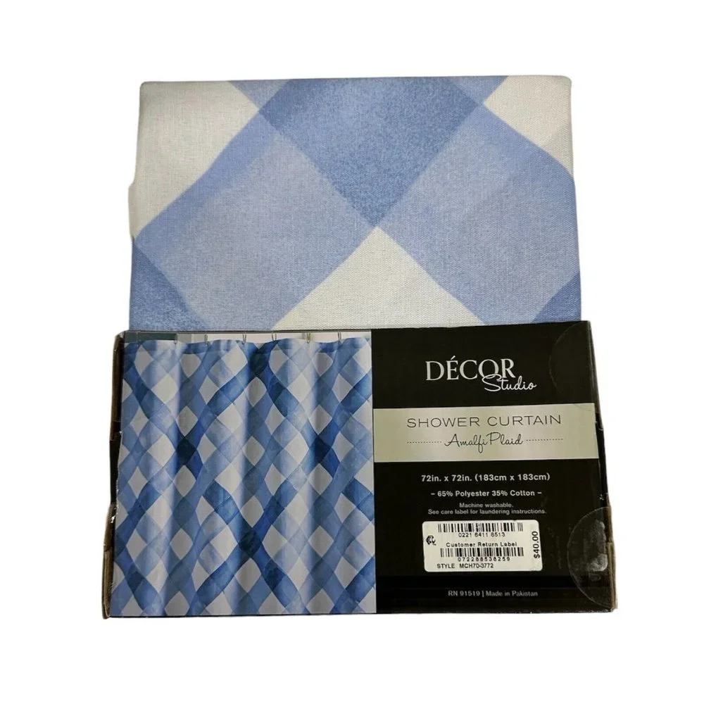DECOR STUDIO Shower Curtain New Amalfi Plaid 72X72